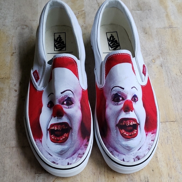 Vans Horror Clown Slip-On Shoes - Red and White - Picture 1 of 8